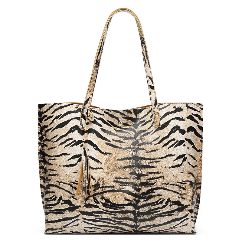 

Women Leather Bag Fashion Leopard Handbag Animal Print Big Tote Bag PU Leather Female Large Shoulder Bags Office Lady Handbags