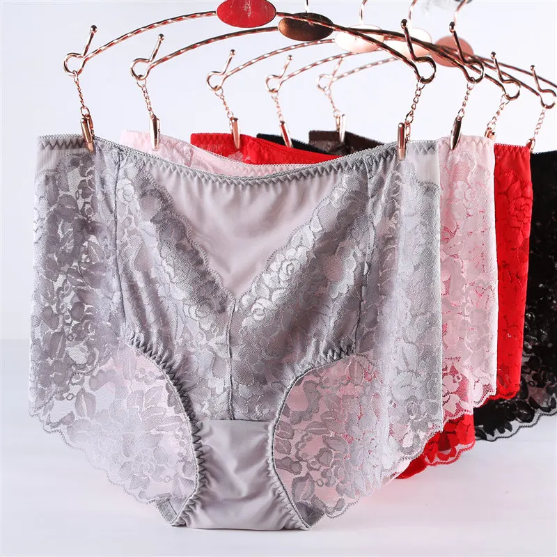 high waist lace panties women transparent women briefs plus size underwear female sexy panty ultra-thin seamless briefs XXXXL 00 (7)