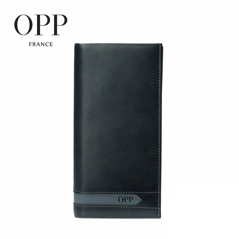 

OPP Men's Leather Wallet Long Male Wallet Layer Cross Section Card Package Bag Long Paragraph Wallet.
