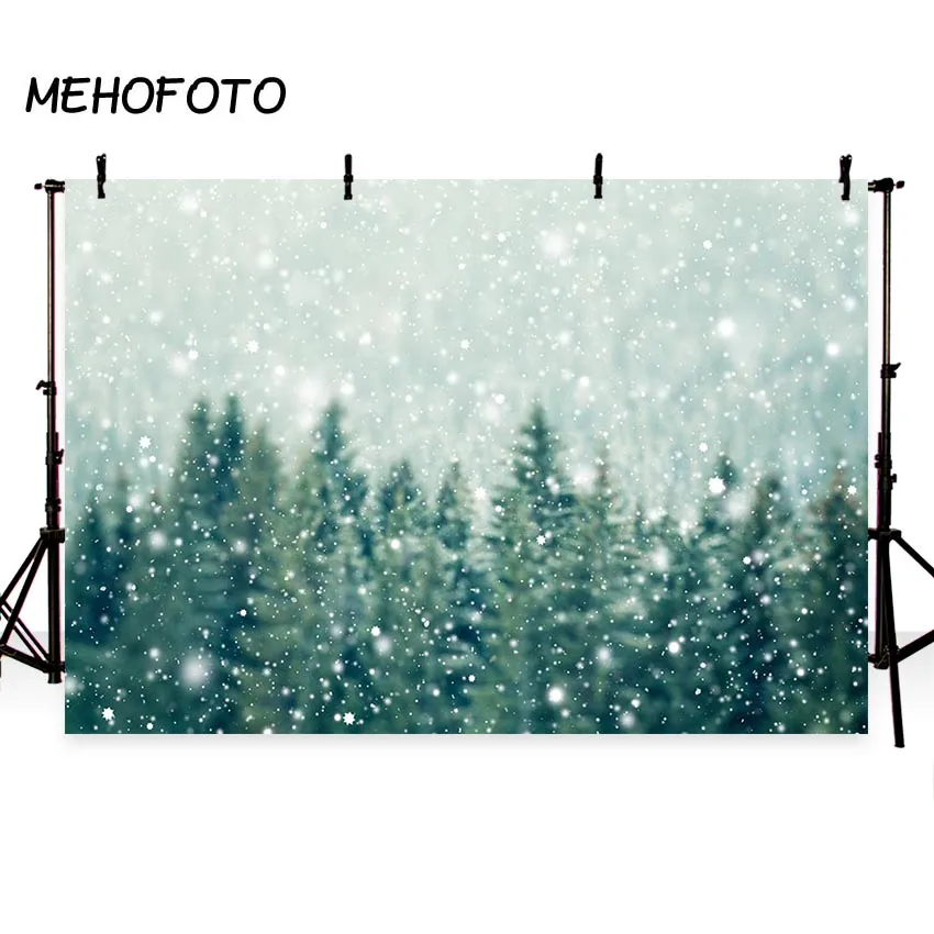 Фон для фотосъемки зимний Снежный сосновый лес Рождественский Фотофон детский