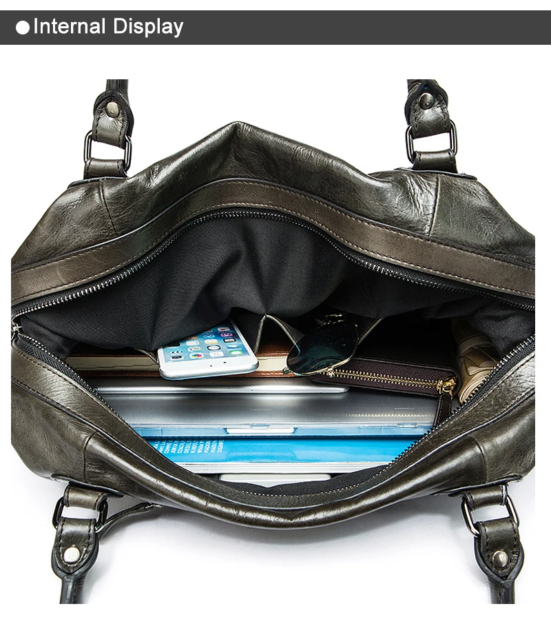 2 vintage genuine leather travel bag men