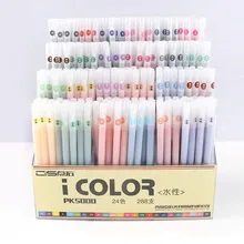 12/24/36 Colors Fiber Art Marker Pen Watercolor Water Based 0.3MM Fine Pen Painting Brush Drawing School Supplies