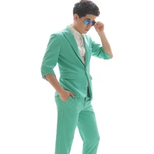 Большие размеры модные повседневные мужские тонкие Soild зеленые костюмы под заказ куртка мужская певица DJ DS сценический костюм комплект одежды