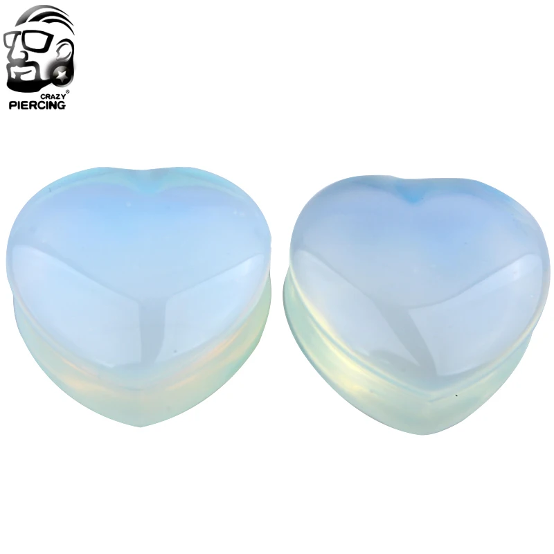 

A Pair Of 6mm -25mm Ear Expander Ear Piercing Heart Stone Ear Plugs Tunnels Gauges Expander Body Piercing Jewelry Free Shipping