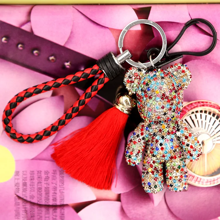

2019 Hot Cartoon Bear Keychain Car Velvet Tassel Key Chain Ring Holder Pendant For Bag Charm Chaveiro llaveros mujer Gift