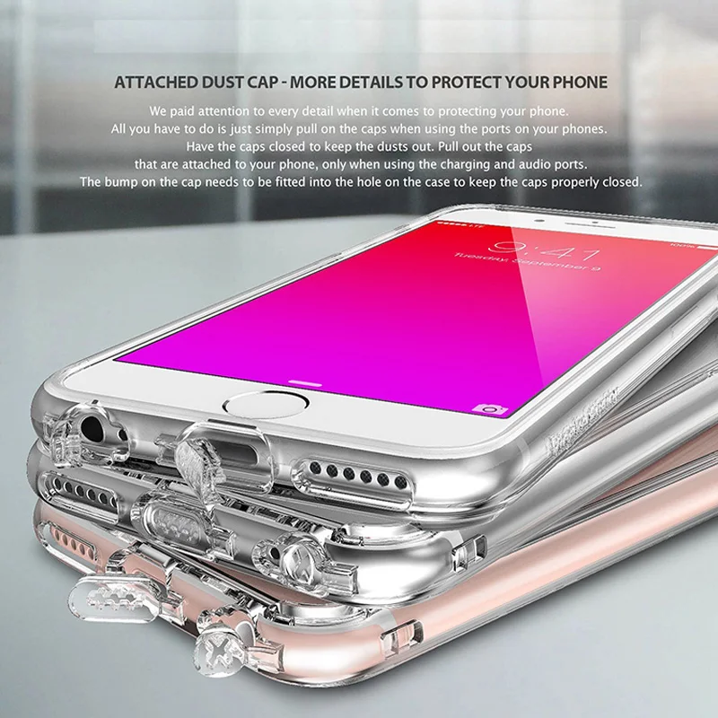 

Slim Transparent Crystal Clear Hard TPU Case Cover Dust plug For iphone 6 6s for iphone 6s Plus
