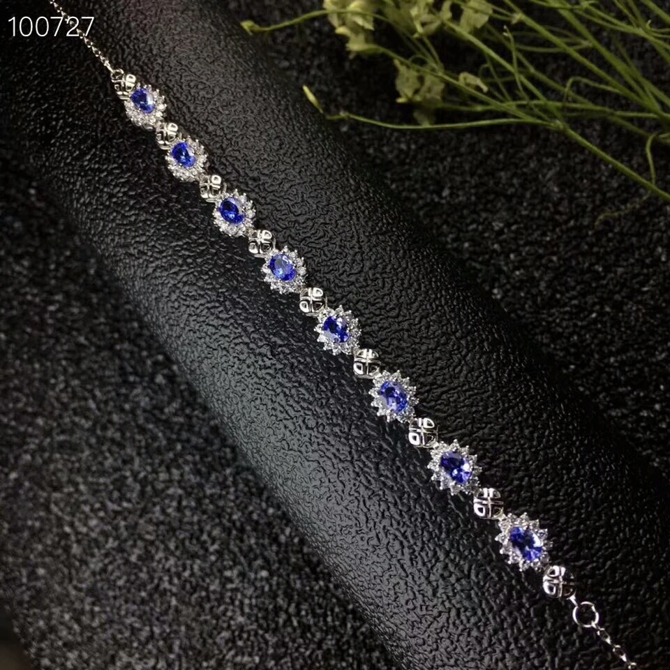 KJJEAXCMY fine jewelry 925 Чистое серебро инкрустированный натуральный танзанийский женский браслет для осмотра снега
