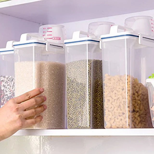 Kitchen 2L Plastic Storage Box Dry Food Storage Box Clear Cereal