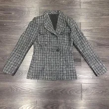Brand new 2019 autumn plaid blazers coat Chic women's elegant tweed jackets coat A364