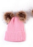 Дети малыш мальчик девочка и мама зима вязать теплая мягкая шапка Hat шапочка с помпоном(посылка включает 1 hat - Цвет: kid  pink