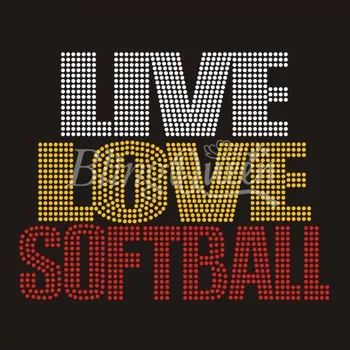 

BlingQueen 25PCS/LOT Custom Rhinestone Hot Fix Iron On Appliques Softball Design