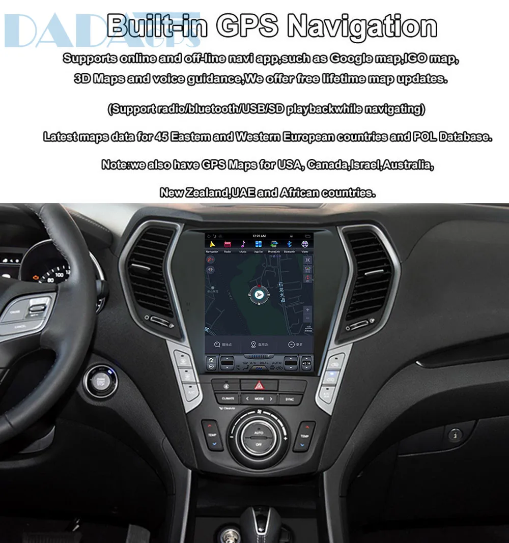 Best 10.4"Tesla style ISP Screen Android 7.1 Car multimedia Radio player For Hyundai IX45 2013-2018 GPS Map Navigation no dvd 9