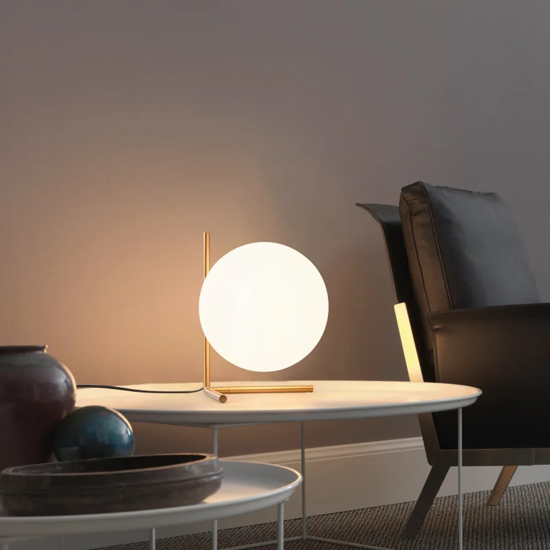 LukLoy Современная Скандинавская креативная настольная лампа, прикроватная тумбочка для спальни, современный минималистичный стеклянный