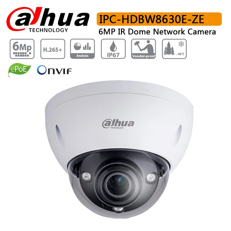 Оригинальная купольная сетевая камера Dahua IPC-HDBW8630E-ZE 6MP с максимальной длиной