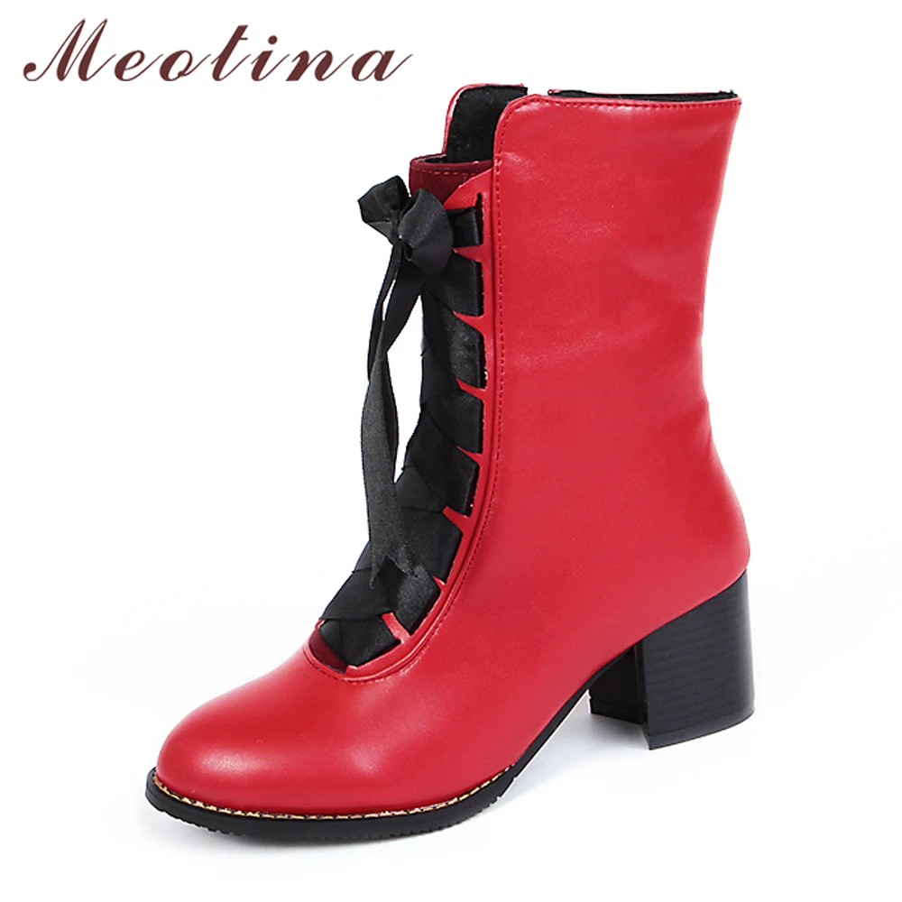 block heel calf length boots