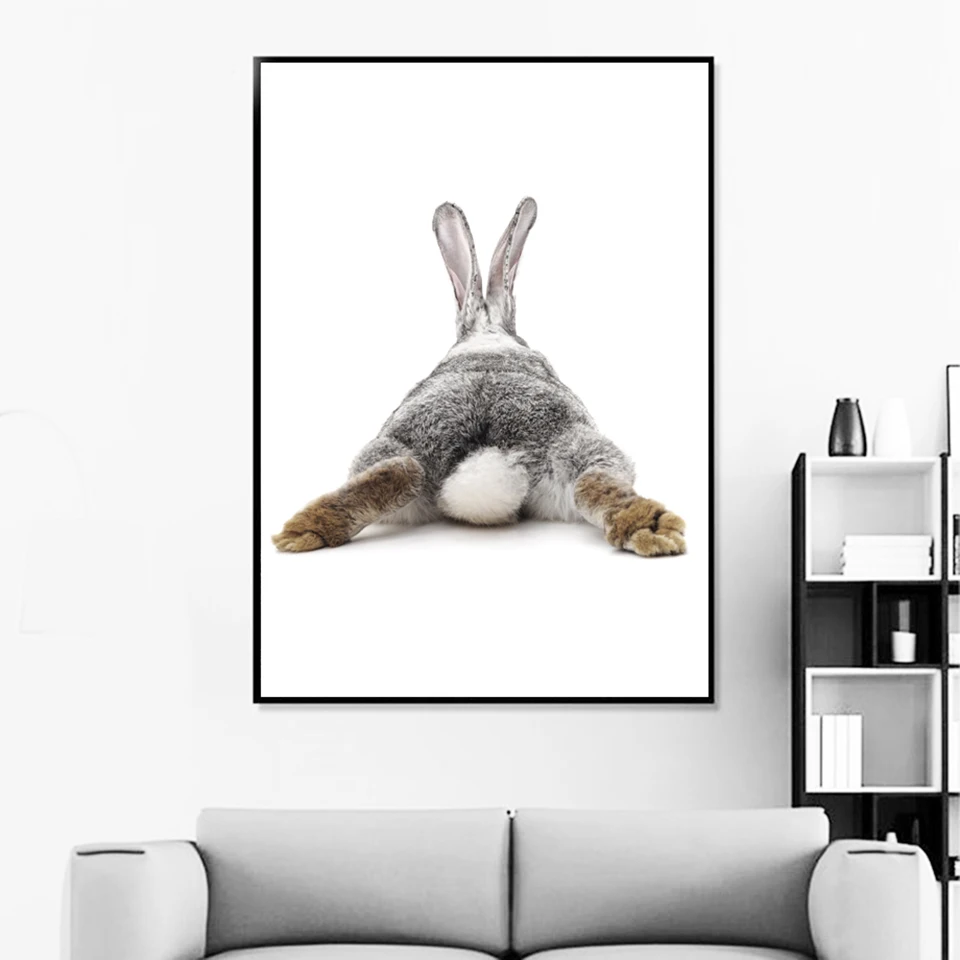 

Prints Painting Home Decor Nordic Grey Rabbit And Simple Letters Pictures Wall Art Modular Canvas Poster Modern Bed Room