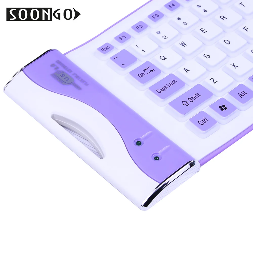 Mini Silicone Soft Slim Folding Keyboard Wired Flexible USB Roll-up Collapsible Teclado Clavier Gamer PC Tablet Laptop Portable (4)