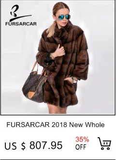 FURSARCAR, новинка, настоящая шуба из натуральной норки, женские, натуральная норковая шуба с меховым воротником, зимняя женская серая куртка