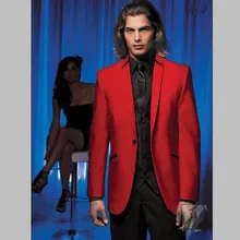 Изготовленный на заказ красный пиджак и черные брюки платье свадебный жених, держит костюм(куртка+ брюки+ жилет, галстук