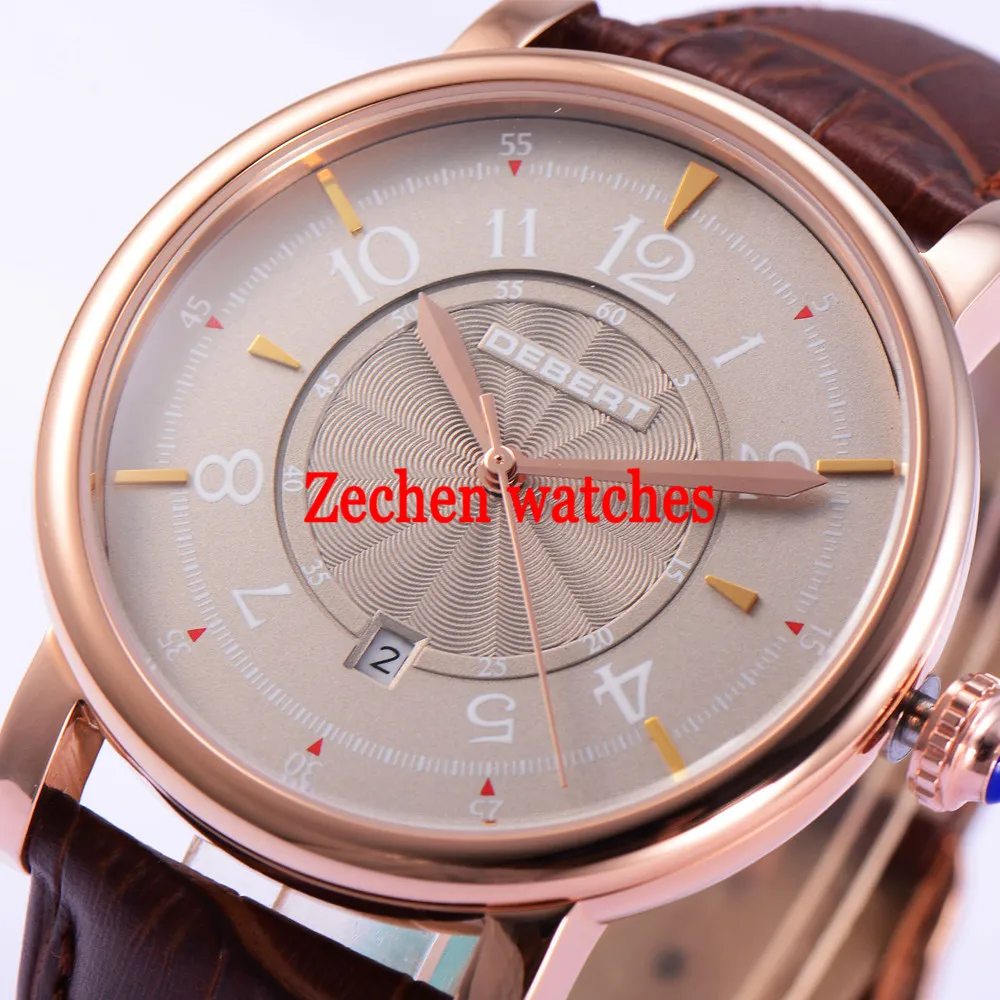 

Debert 43mm Gray Dial Self-winding Movement Automatic Men Watch leather