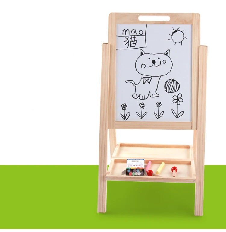 Quadro negro de madeira altura ajustável duplo