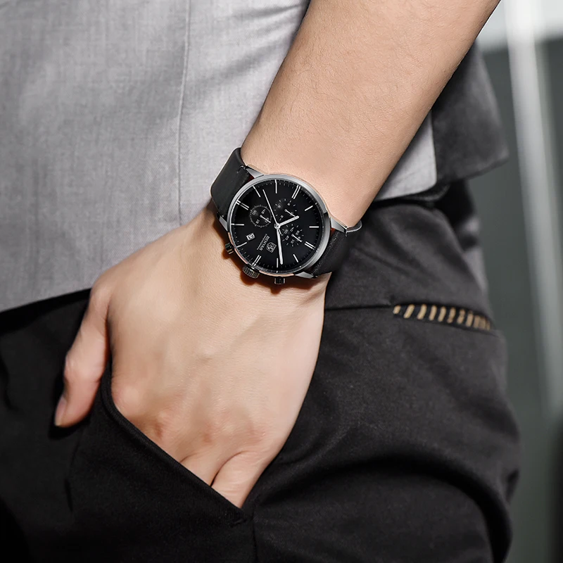 Benyar новые кварцевые мужские часы бизнес модные часы мужские топ брендовые роскошные кожаные часы Мужские Спортивные Хронограф Reloj Hombre