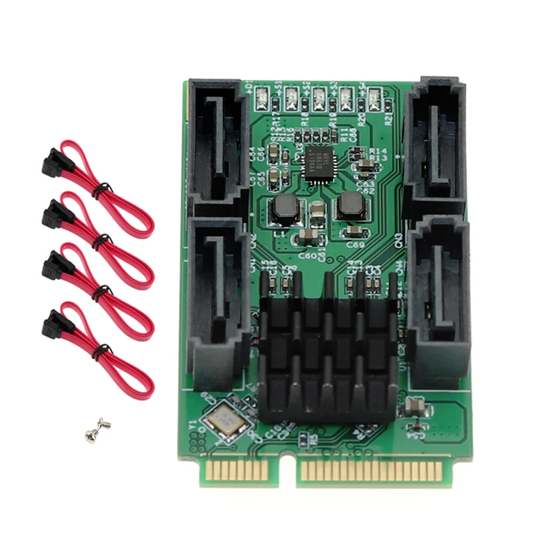 Mini PCI e to 4 ports SATA 3.0 Extension card SSD hard disk adapter