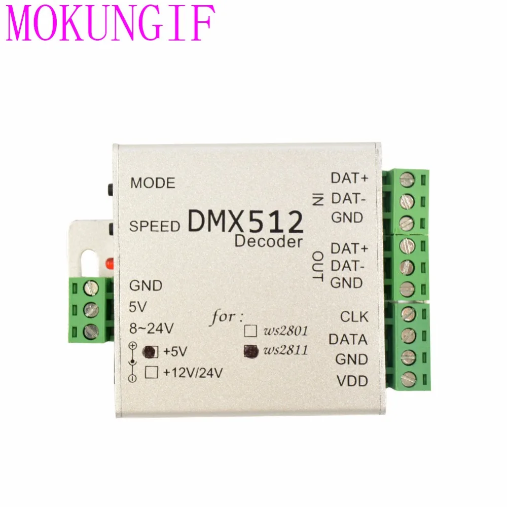

50pcs DMX512 Controller WS2812B SK6812 WS2811 WS2801 DC5V/12V DMX Pixel LED Module Strip light SPI Converter RGB dmx512 decoder