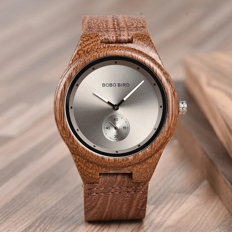 BOBO BIRD Brand Wood Watch Men Women Unique Second Dial Quartz Movement Timepiece Dropshipping L-Q24