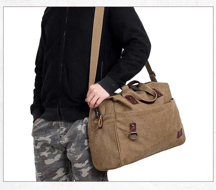 Ретро Многофункциональный брезент саквояж для Для мужчин Duffle Сумки с молнией легкий дорожная сумка для путешествий дорожная сумка для