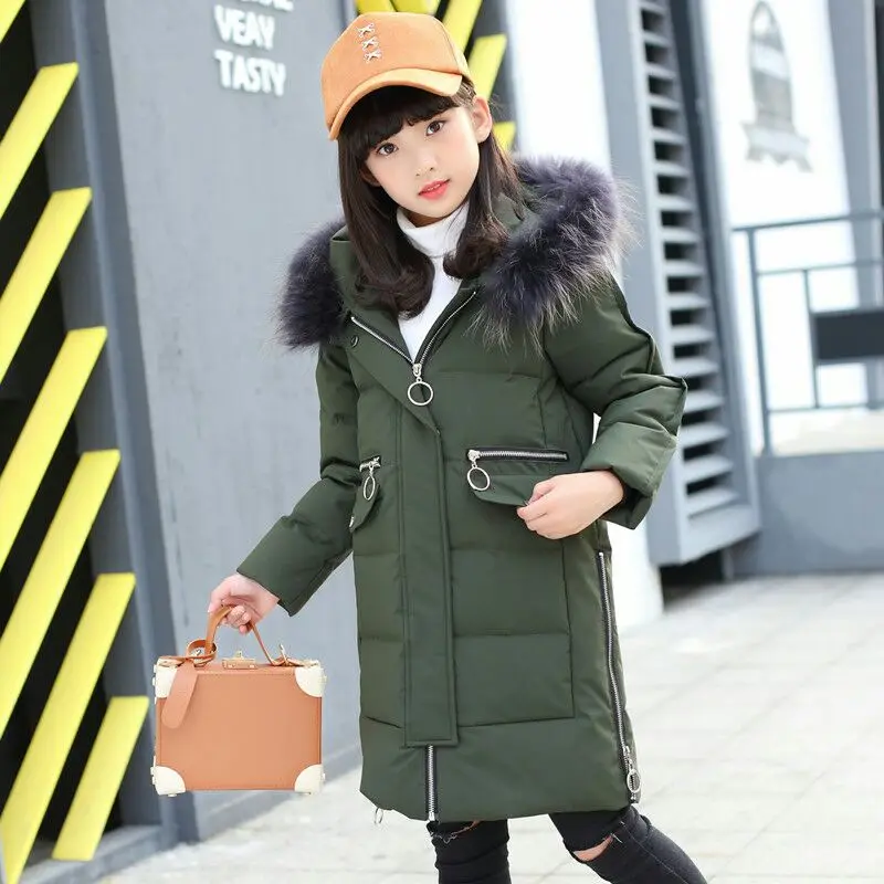 2018Girls Long Down Jacket Girls Winter Jacket