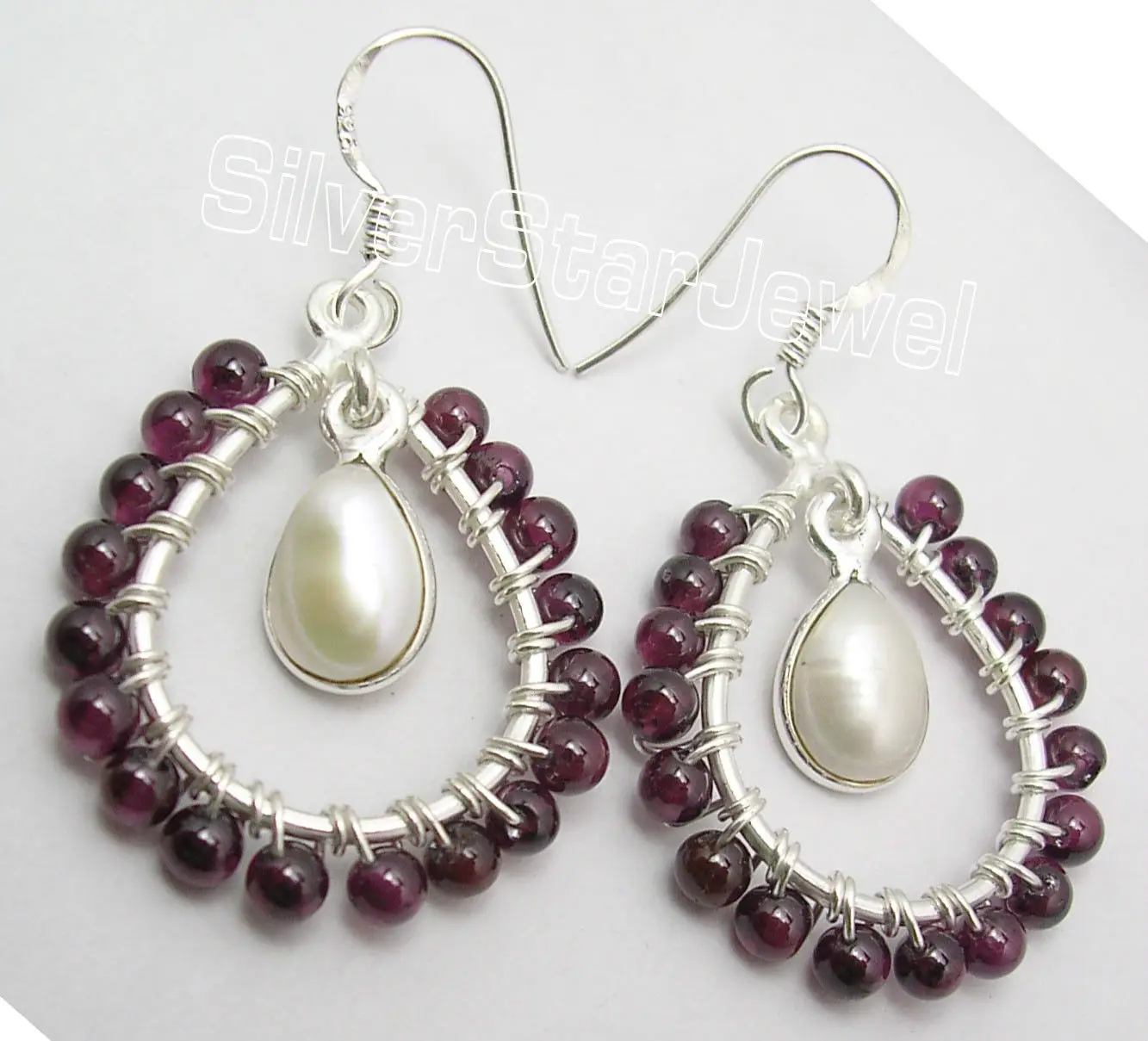 Silver RAINBOW MOONSTONE & PEARL Beads Earrings Religion Jewelry Variation