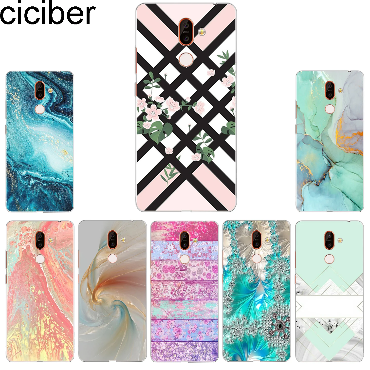 

ciciber Phone Case for Nokia 9 PureView 1 2 3 5 6 7 8 Sirocco Cover for Nokia 2.1 3.1 5.1 6.1 7.1 8.1 Plus Marble Stripe Design