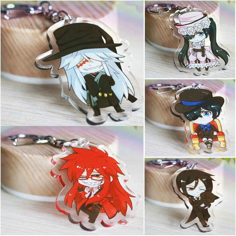 

Anime Keychain Kuroshitsuji Black Butler Sebastian Ciel Undertaker Grell Pendant Keychain Keyrings kulcstarto Charms Key Holder