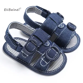 

E&Bainel Summer Baby Boy Shoes Cotton Kids Shoes Infant Soft Demin Toddler Baby Shoes Blue White Color Soft Bottom Moccasins