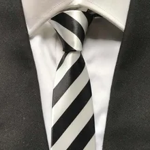 Модные классические галстуки черного цвета с белыми диагональными полосками, 5 см ширина
