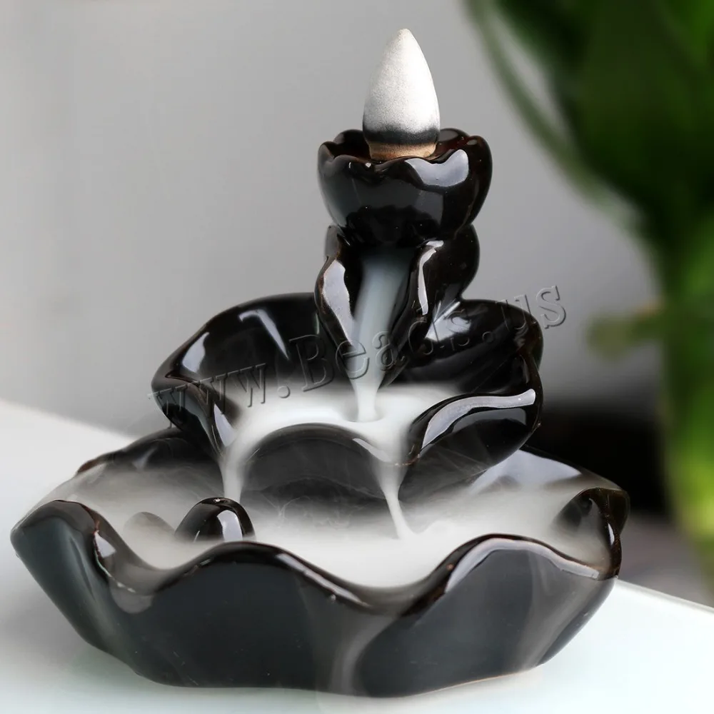 

Small Lotus Backflow Incense Burner Ceramic Aromatic Flower Smoke Waterfall Home Office Incense Road Crafts Tower Incense Holder