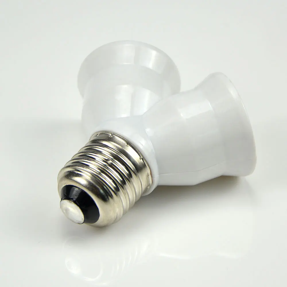 

New 1Pcs E27 to 2 E27 lamp base Fireproof Material Holder converter Socket 2E27 Y Shape light Bulb Splitter Adapter Conversion