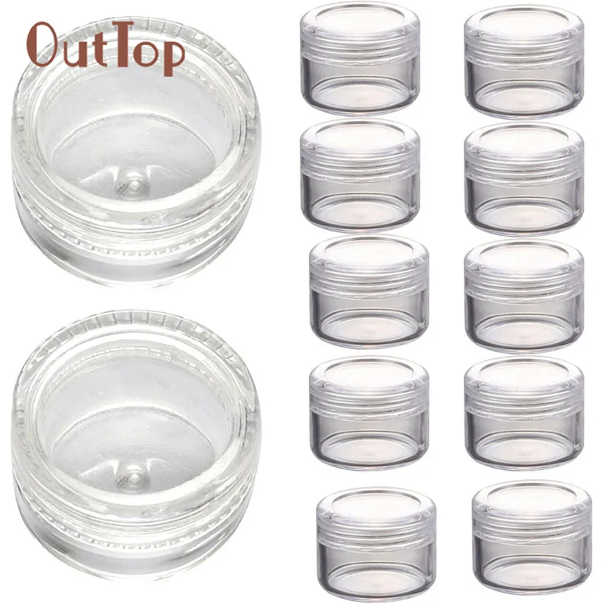 OutTop 50Pcs Clear Plastic Empty Cosmetic Sample Containers Jars Pots Small 3gin Refillable
