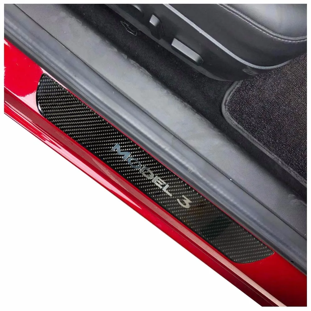 

Tesla Car Carbon Fiber Rubber Door Sills Wrap Protection Carbon Fiber Stickers Interior Protection Kit Compatible Tesla Model 3