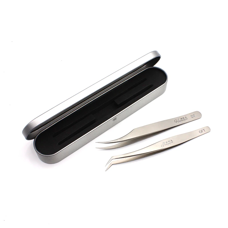 

VETUS Lash Tweezer Golden Feather Tweezers Dolphin Tweezers for 3D 6D Volume Eyelash Extension Eye Make Up Tools with Metal Box