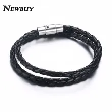 NEWBUY Design Clássico Da Marca Genuína Pulseiras De Couro Pulseira Masculina Jóias Charme Bileklik Pulseiras Namorada do Namorado