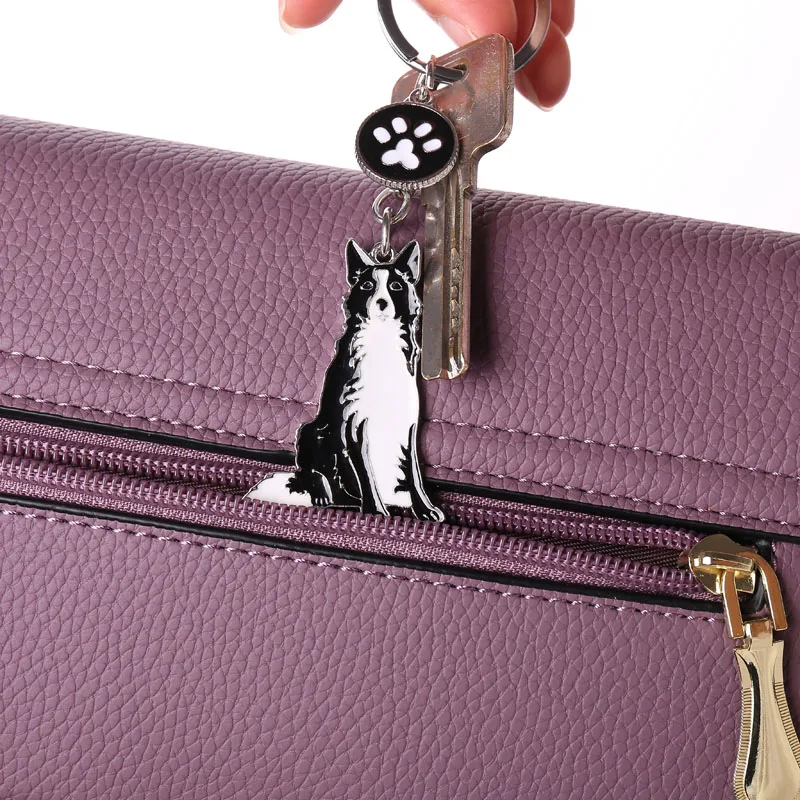 Брелок для ключей Брелок-граница брелок с колли брелок животное ПЭТ бирка для собаки брелок для ключей ювелирные изделия мужской подарок металлический ключ для авто кольцо подарки для лучшего друга