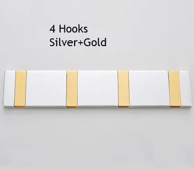 Premintehdw одноцветное алюминиевое настенное крепление, скрытое складное пальто, крючок для одежды, крючки для халатов, черный, золотой, серебряный, один 4, 6 крючков - Цвет: Silver Gold 4 Hooks