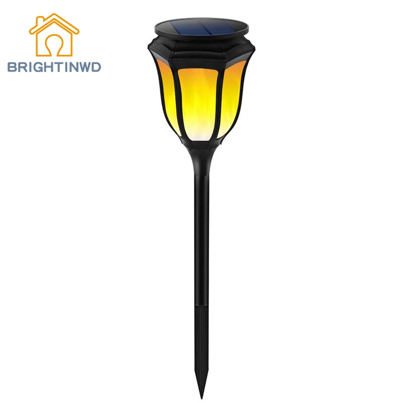 

BRIGHTINWD Solar Lamp Outdoor Landscape Garden LED Lighting Street Light Lawn Decoration Insert Simulation Flame Wall Lamp