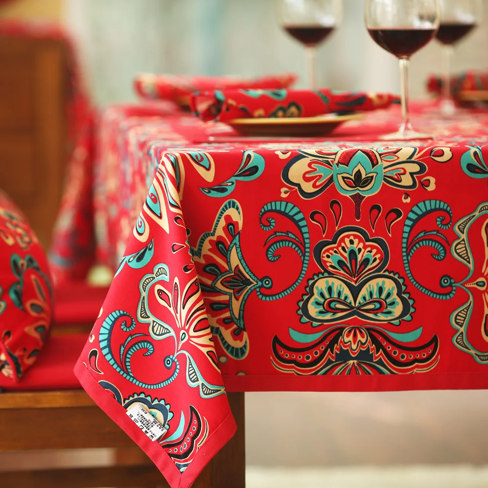 

Joyous Wedding Table Linens Cotton Christmas Embroidery Table Runner Super Long Satin Tablecloth Xmas Table Flag Cloth Covers