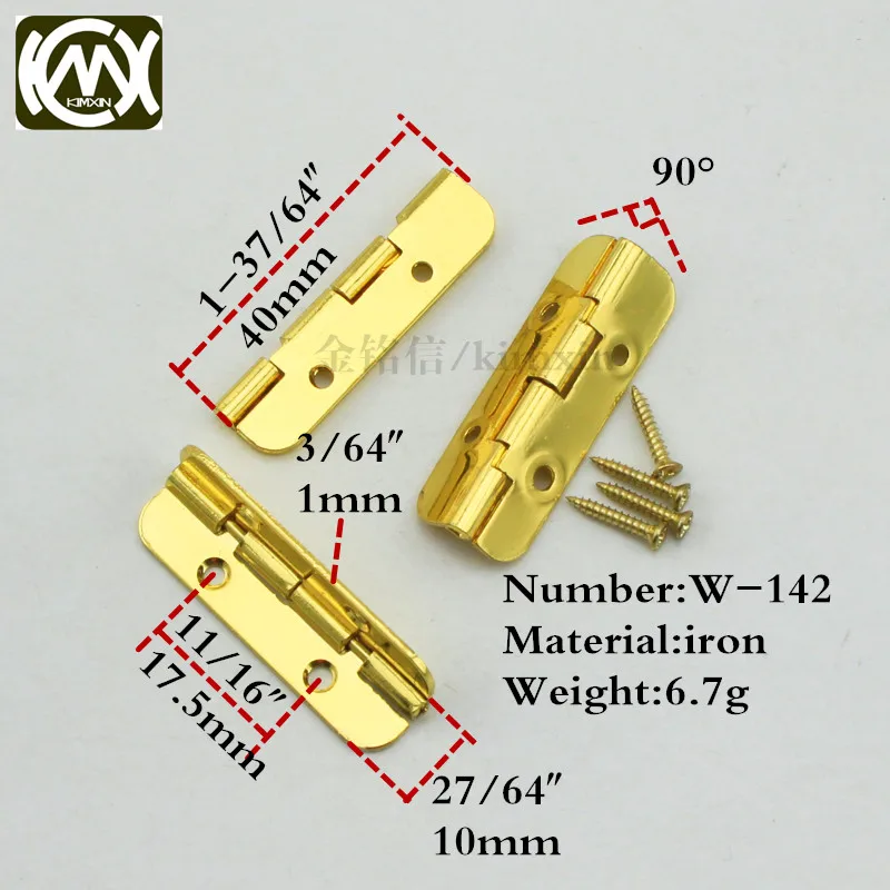20 шт. 10*40 мм 90 градусов гладить небольшие коробки на петлях петли для шкатулки петли для кухонных шкафов золотой /никель kimxin w-142
