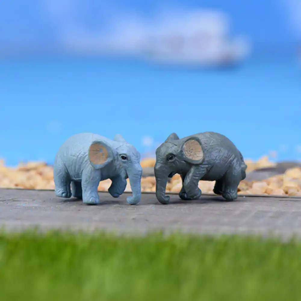 Miniatures Artificial 2 PCS Elephant Fairy Garden Gnomes Moss Resin Crafts