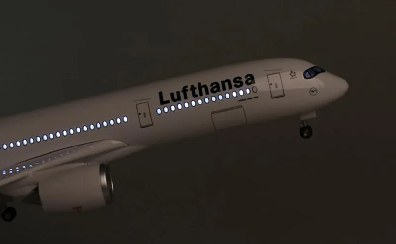 1/142 масштаб 47 см самолет Airbus A350 Lufthansa авиакомпания Модель W светодиодный светильник и колесо литой пластик Смола самолет для сбора