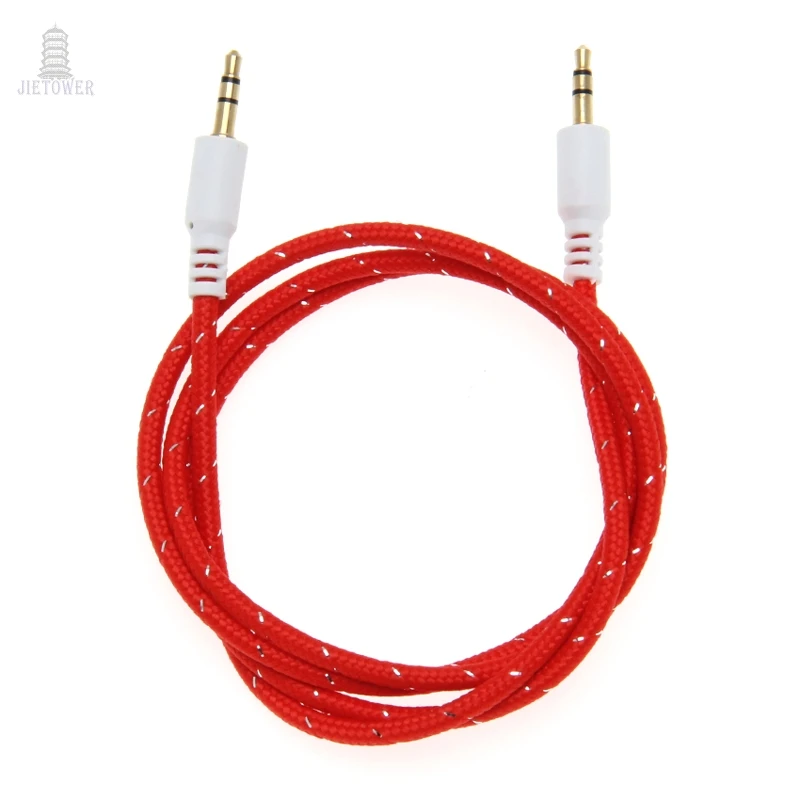 500pcs lot 3 5mm Jack Audio Cable Male to Male Cloth Weave braid Audio Aux Cable For iPhone Car Headphone for Beat Speaker cheap